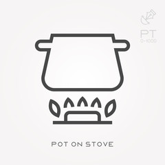 Line icon pot on stove