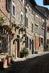 The ancient street of the Italian city