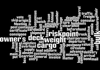Business english Logistic theme. Tag cloud background. 