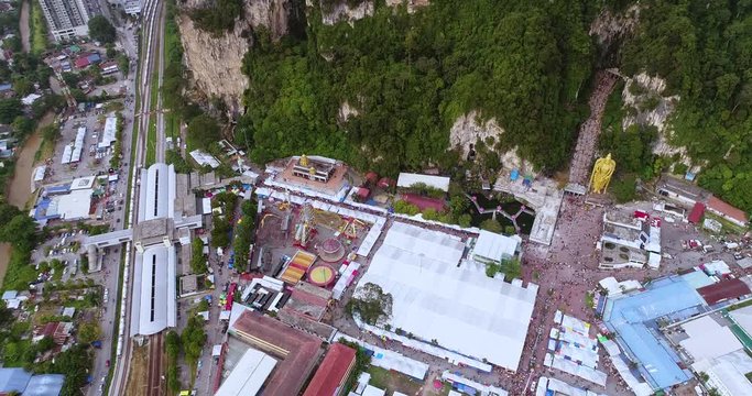 Batu Caves temple in Malaysia on Thaipusam festival evening 2018