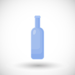 Empty glass bottle flat vector icon