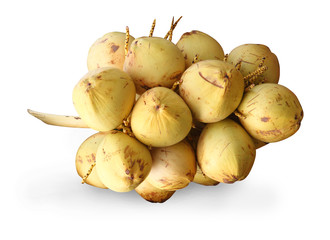 Fresh young coconuts isolated with clipping path.