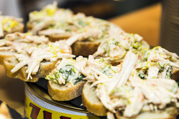 Spanish tapas called pintxos of the Basque country