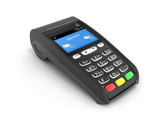 card payment terminal POS terminal isolated on white background 3d render