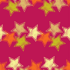 Obraz premium Seamless background with decorative stars. Scratches texture. Textile rapport.