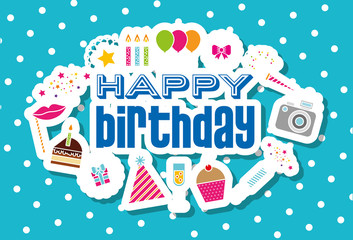 happy birthday card decorative creative celebration vector illustration