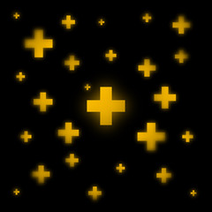 Obraz premium Gold crosses on a black background