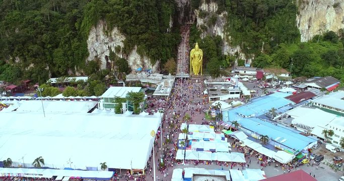 Batu Caves temple in Malaysia on Thaipusam festival evening 2018