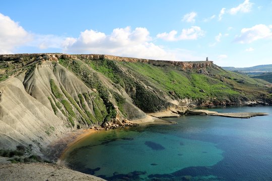 Landscape of Gnejna Bay in Malta
