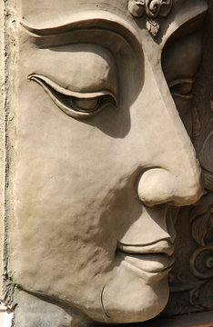Face of the deva statue in thailand.