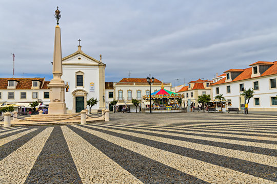 Marques de Pombal square in picturesque Vila Real de Santo Antonio, southern Portugal.