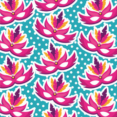 carnival festive mask feathers colored celebration background vector illustration