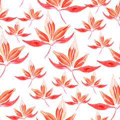 Seamless pattern of abstract watercolor leaves