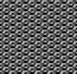 3d hexagons pattern. Dark geometric background and texture.