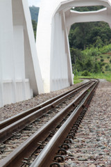 Railroad tracks of the Thachompoo bridge at Mae Tha, Lamphun, Northern Thailand.