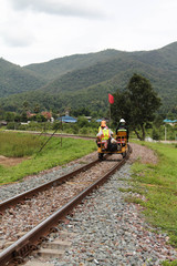 Naklejka premium Railroad tracks at Mae Tha, Lamphun, Northern Thailand.