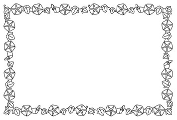 朝顔のフレーム　白黒