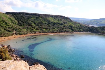 View to Ghajn Tuffieha Bay and Gnejna Bay in Malta