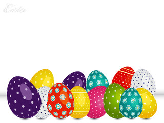 Decorated Easter eggs on white background