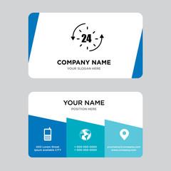 24 hr business card design template, Visiting for your company, Modern Creative and Clean identity Card Vector Illustration