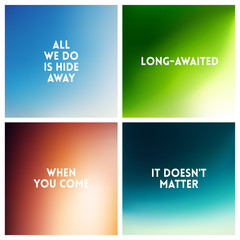 Abstract vector multicolored blurred background set. 4 colors set.