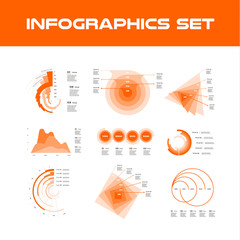Orange Infographic Elements Collection - Business Vector Illustration in flat design style for presentation, booklet, website etc. Big set of Infographics.