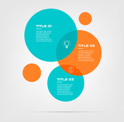 Bubble chart with elements venn diagram infographics for three circle design vector and marketing can be used for workflow layout, annual report, web design. Business concept with steps or processes