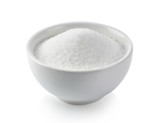 Fototapeta white sugar in white bowl on white background obraz