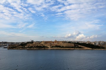 View to Fort St. Angelo in Valletta, Malta