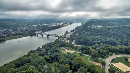 Highland Park Bridge Pittsburgh PA with clouds rolling in