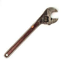 Old vintage ussr adjustable wrench isolated on white background