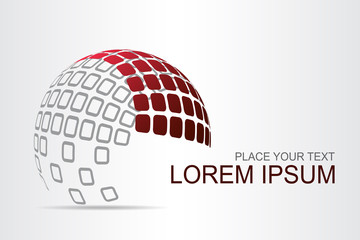 Logo stylized spherical surface with abstract shapes