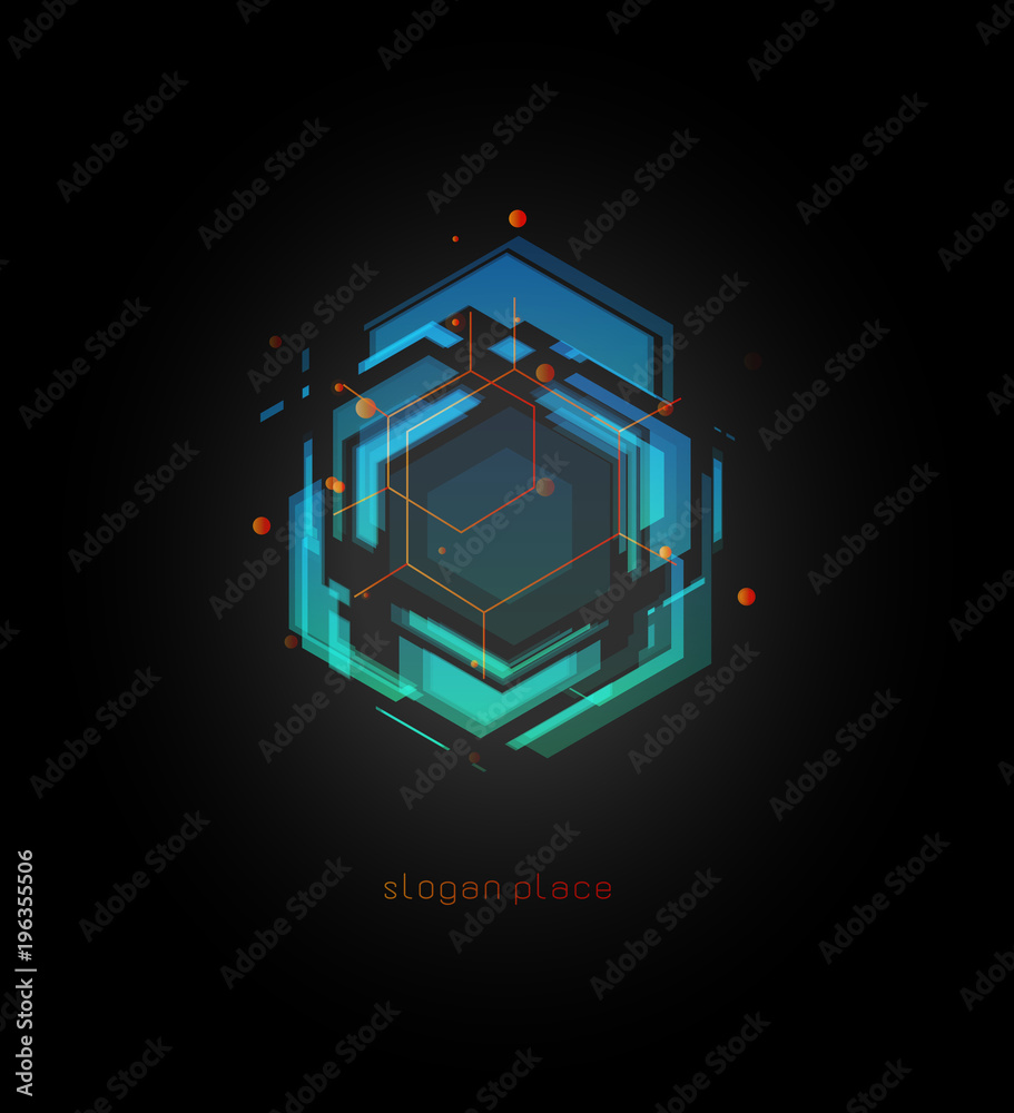 Aufkleber Head Up display, Futuristic interface element, future digital technology of visualization. Virtual abstract display vector logo template, vector illustration, technological design element.