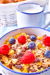 muesli breakfast menu with forest fruits