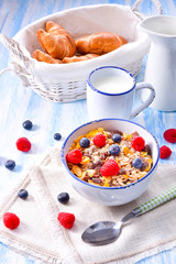 muesli breakfast menu with forest fruits