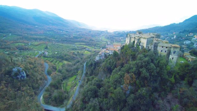 Aerial view of amazing Italian village Arsoli, Lazio.,,,
