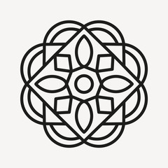 Simple Mandala Shape for Coloring. Geometric Ornament. Vector.