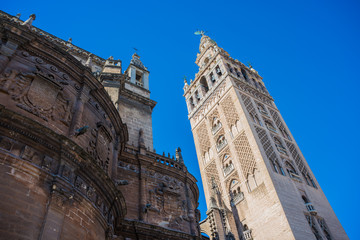 Giralda in the city of Seville in Andalusia, Spain.