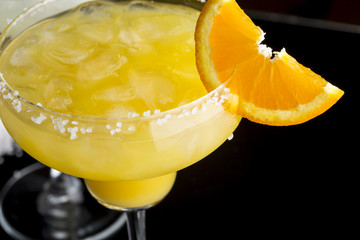 Detail of orange margarita cocktail