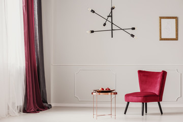 Red sophisticated apartment interior - obrazy, fototapety, plakaty