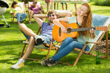 Girl playing guitar