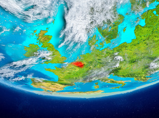 Fototapeta premium Belgium on globe from space