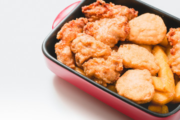 Chicken nuggets on white background