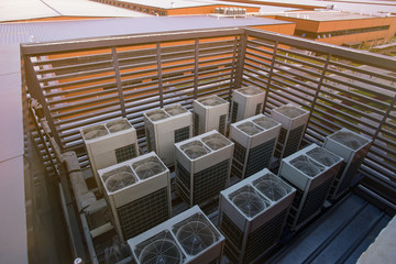 Air condensing unit on the roof of building in factory