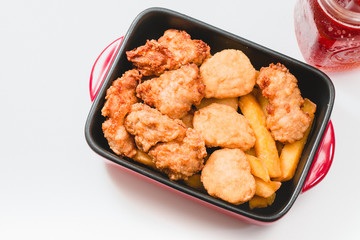 Chicken nuggets on white background