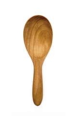 Wooden spoon or wooden ladle isolated on white.