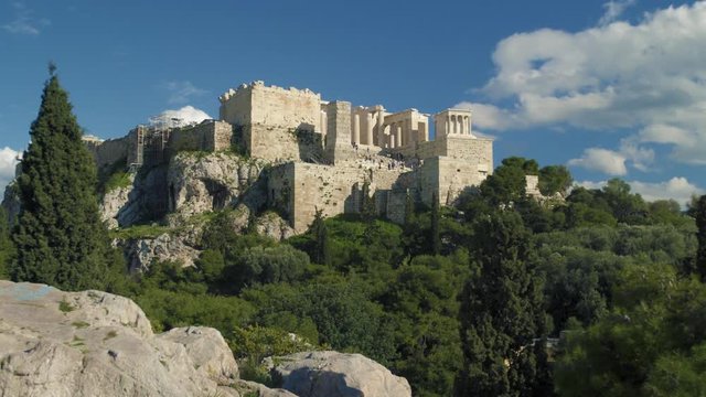 Gordeous shot of the Acropolis in Greece. The Acropolis is one of the most important ancient monuments in the world with archaeological structures including: The Acropolis, Erechtheion, Parthenon.