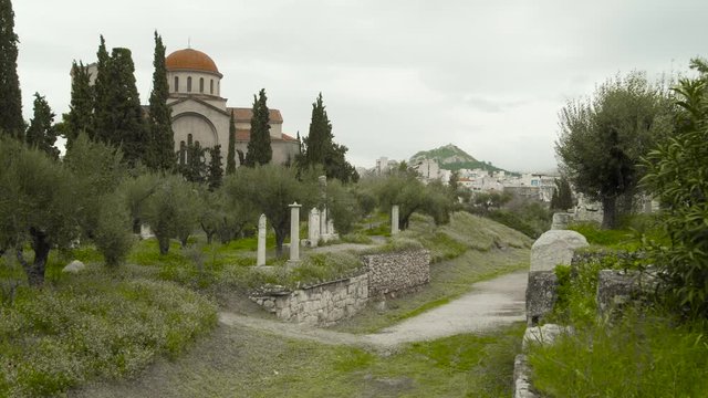 Greek Church in Ancient Cemetery. This Christian Church overlook and ancient Greek Cemetery and the remains of an ancient city.