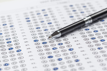 Test score sheet with answers