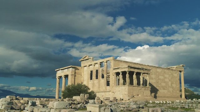 The Erechtheion in Greece. The Acropolis is one of the most important ancient monuments in the world with archaeological structures including: The Acropolis, Erechtheion, Parthenon, Propylaea.